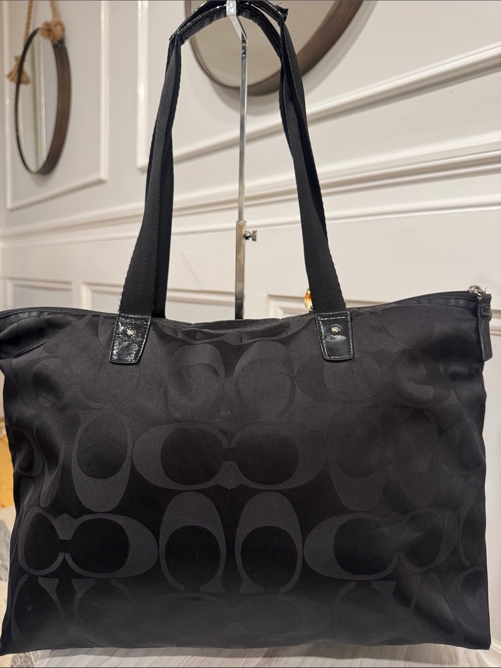 Coach Bag Getaway Black Signature Nylon Packable Weekender Tote Set - Picture 9 of 17